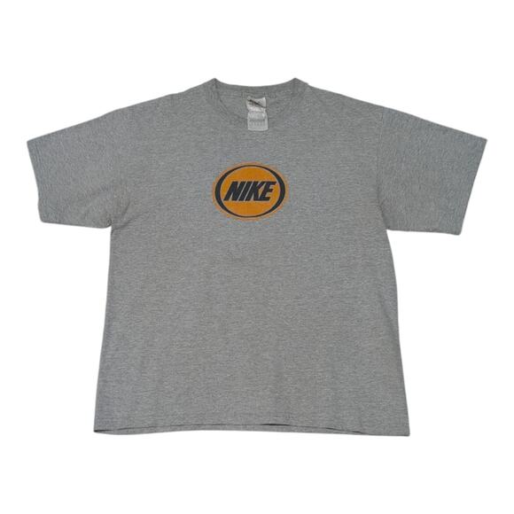 Vintage 90s Nike Basketball Graphic Tee Shirt Gray Yellow Mens Medium Sportswear - Picture 1 of 6